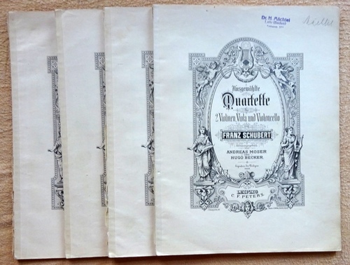 Schubert, Franz  Ausgewählte Quartette für 2 Violinen, Viola und Violoncello 1. Quartetto Op. 29 A moll (Violino I + II, Viola, Violoncello; herausgegeben von Andreas Moser und Hugo Becker) 