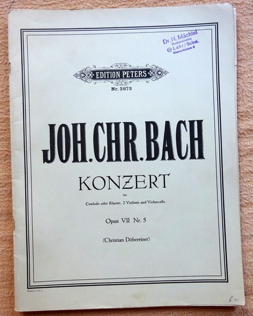 Bach, Johann Christoph  Konzert Es Dur für Cembalo oder Klavier, 2 Violinen und Violincello (Opus VII Nr. 5) (Döbereiner, Christian (Hrsg.) 