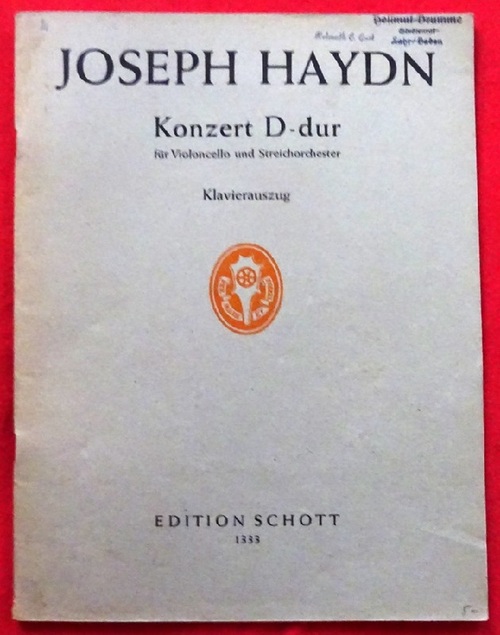 Haydn, Joseph  Konzert D dur für Violoncello und Streichorchester Op. 101 (Hg. Walter Schulz, Klavierauszug v. Heinz Moehn) 