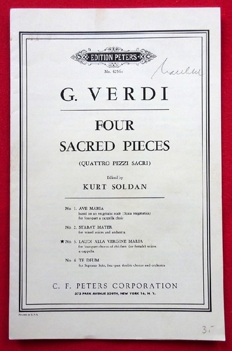 Verdi, Giuseppe  Four Sacred Pieces / Quattro pezzi sacri No. 3 Laudi Alla Vergine Maria (for four-part chorus of children (or female) voices a cappella) 