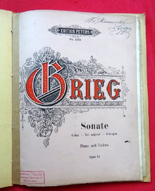 Grieg, Edvard  Sonate Op. 13, G dur - sol majeur - G major (Für Piano und Violine) 
