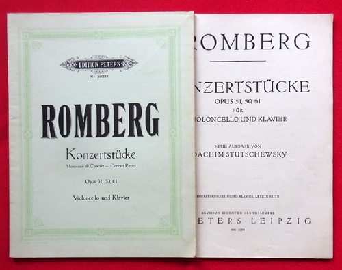 Romberg, Bernhard  Konzertstücke Op.51, 50, 61 für Violoncello und Klavier (Neue Ausgabe v. Joachim Stutschewsky) 