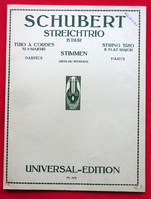 Schubert, Franz  (Streichtrio) Trio für Violine, Viola u. Violoncell (Komp. 1817) Stimmen (Sedlak-Winkler) (Stimmen) 