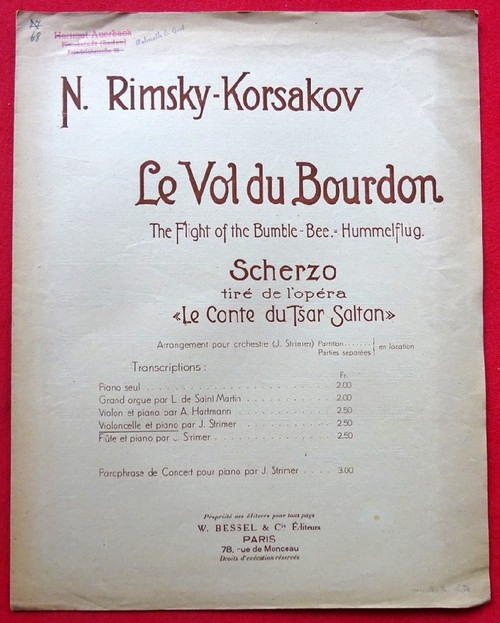 Rimsky-Korsakov, N.  Le Vol du Bourdon / The Flight of the Bumble Bee / Hummelflug (Scherzo tire de l'Opera "Le Conte du Tsar Saltan"; Violoncelle et Piano par Strimer) 