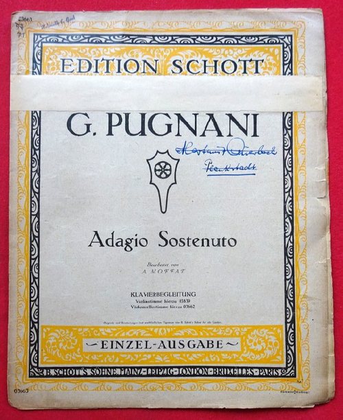 Pugnani, Gaetano  Adagio Sostenuto (Violoncello und Klavier. Bearb. v. A. Moffat) 