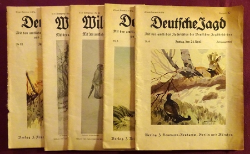 von Dungern-Oberau, O. Freiherr  Deutsche Jagd. Mit den amtlichen Nachrichten der deutschen Jagdbehörden 1936 (Nr. 4) + 1937 (Nr. 5, 22, 45, 51) 
