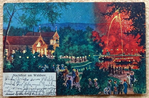   Ansichtskarte AK Nachtfest am Waldsee (Freiburg) (Künstlerkarte) 
