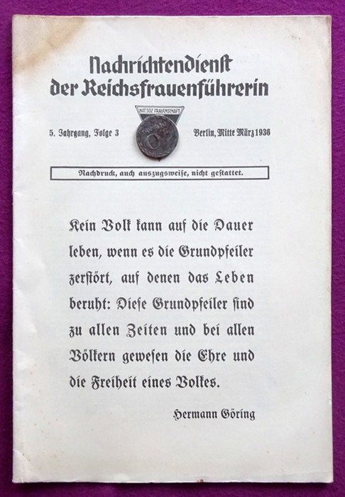 Kirmsse, Erica  Nachrichtendienst der Reichsfrauenführeri 5. Jahrgang Folge 3. Mitte März 1936 