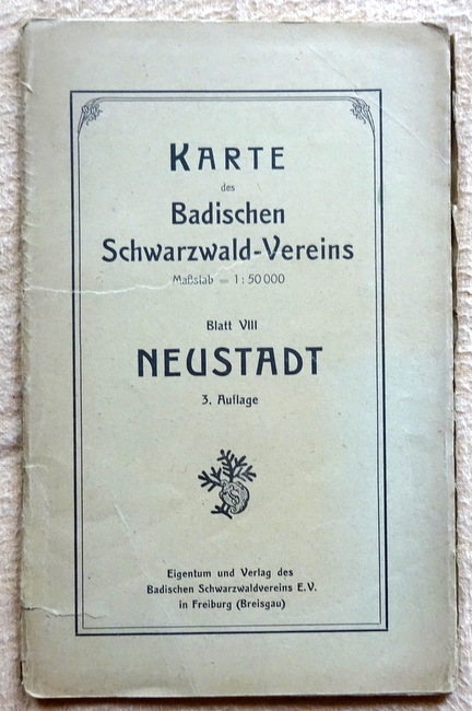   Karte des Badischen Schwarzwald-Vereins Maßstab 1:50.000 Blatt VIII Neustadt 