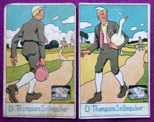   Reklamebild / Kaufmannsbild / Sammelbild Dr. Thompson's Seifenpulver (Serie: Hans im Glück Nr. 1+5) 