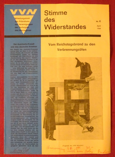 VVN und Max Oppenheimer (Verantw.)  Stimme des Widerstandes Nr. 4/1964 (Mitteilungsblatt des Präsidiums der Vereinigungen der Verfolgten des Naziregimes) 