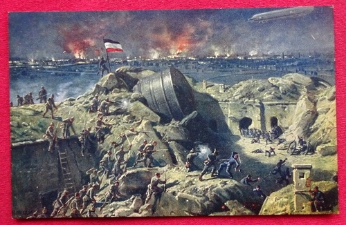   Ansichtskarte. AK Lüttich. Erobert: 7. August 1914 durch General von Emmich (Invalidendank / Wohlfahrtskarte) 
