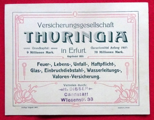 THURINGIA  Werbekarte der Versicherungsgesellschaft THURINGIA in Erfurt 