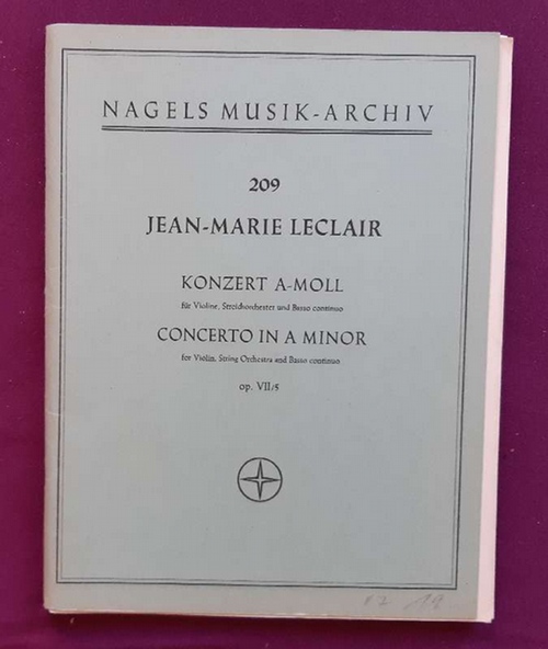 Leclair, Jean Marie  Konzert A-Moll für Violine, Streichorchester und Basso continuo op. VII/5 (Concerto in A-Minor) 