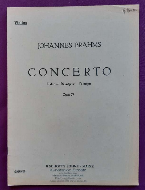 Brahms, Johannes  Concerto D dur - Re majeur - D major Opus 77 (Violino) 