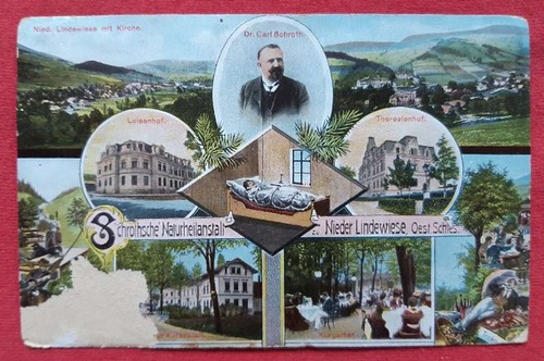   Ansichtskarte AK Schroth'sche Naturheilanstalt zu Nieder Lindewiese, Oest. Schles. (bis 1960 Dolní Lipová, heute Lipová-lázne) 