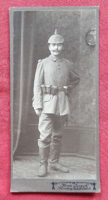 Jursch, Hermann  Orig. Kabinettfoto Soldat (Infanterist) in Uniform vor 1900 