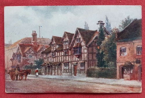 Quatremain, W.W.  2 x Ansichtskarte AK Shakespeare's Birthplace. Stratford-on-Avon + The Wool Room (Künstlerpostkarte nach W.W. Quatremain) 