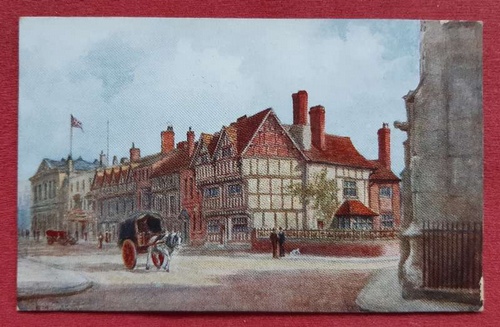 Quatremain, W.W.  Ansichtskarte AK Chapel Street Showing Nash's house and site of New Place. Stratford-on-Avon (Künstlerpostkarte nach W.W. Quatremain) 