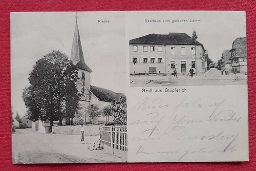   AK Ansichtskarte Gruss aus Stupferich. Gasthaus zum Goldenen Lamm, Kirche 
