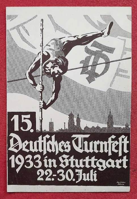   Ansichtskarte AK 15. Deutsches Turnfest 1933 in Stuttgart 22.-30. Juli (Ausführung v. Eugen Krämer-Backnang) 
