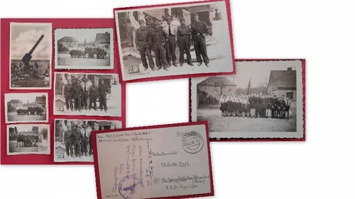   5 Orig.Fotografien von Hitler-Jugend in Hagsfeld und 1 Postkarte a.d. Nachlaß der Familie Oeß 1945 