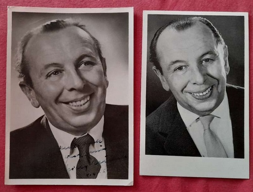Reichert, Willy (1896-1973)  s/w Fotografie mit Widmung / SIGNIERT + handschriftliche Fotoportraitpostkarte mit Bildnis v. Reichert, umseitig Grüße an Familie Berggötz, SIGNIERT 