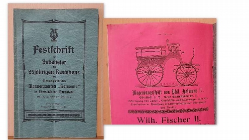   Festschrift zur Jubelfeier des 25.jährigen Bestehens des Gesangsvereins Männerquartett "Harmonie" in Eberstadt bei Darmstadt am 18., 19. und 20. Juli 1914 