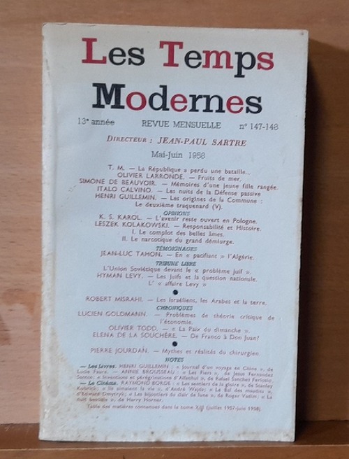 Sartre, Jean-Paul  Les Temps Modernes, 13e année no. 147-148 Mai-Juin 1958 (Revue Mensuelle) 