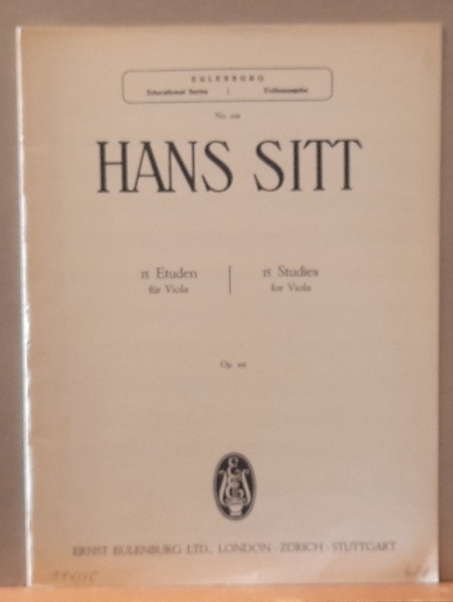 Sitt, Hans  15 Etuden für Viola / 15 Studies for Viola Op. 116 