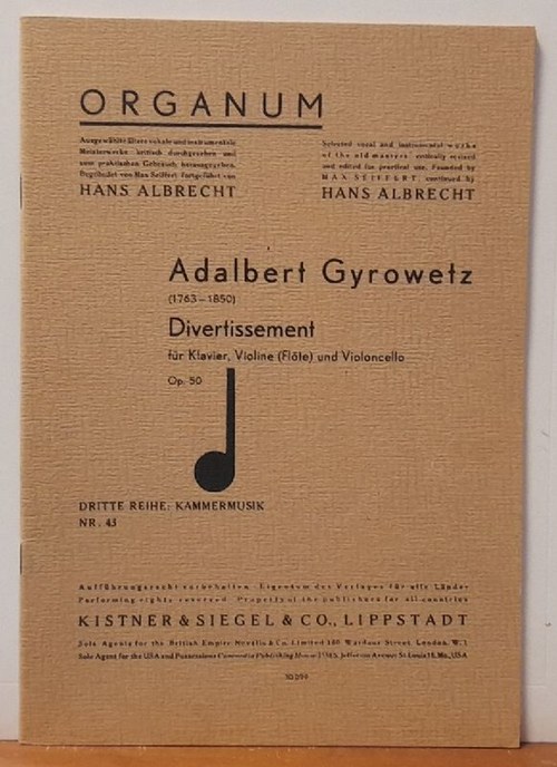 Gyrowetz, Adalbert  Divertissement für Klavier, Violine (Flöte) und Violoncello Op. 50 