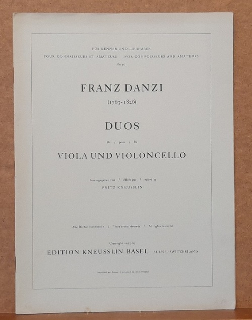Danzi, Franz  Duos für Viola und Violoncello (Hg. Fritz Kneusslin) 