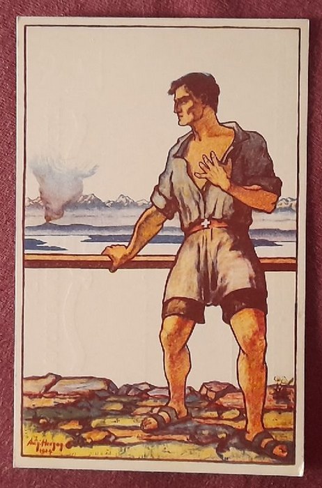   Ansichtskarte AK Bundesfeier Fete National / Festa Nazionale 1924. Für unsere Notleidenden in der Fremde (Künstlerkarte v. August Herzog (im Druck signiert) 