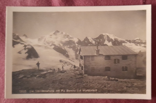   Ansichtskarte AK Die Diavolezzahütte mit Piz Bernina und Morteratsch (Gletscher) 