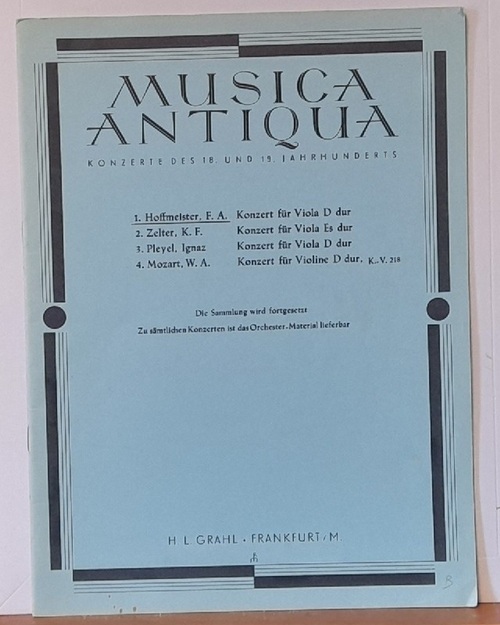 Hoffmeister, Franz Anton  Konzert für Viola D-dur / Concerto Viola & Orchester (nach dem Original hg. v. Dr. Hans Mlynarczyk u. Albert Kranz) 