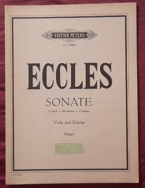 Eccles, Henry  Sonate g-Moll / Sol mineur / G minor für Viola und Klavier (Klengel) 