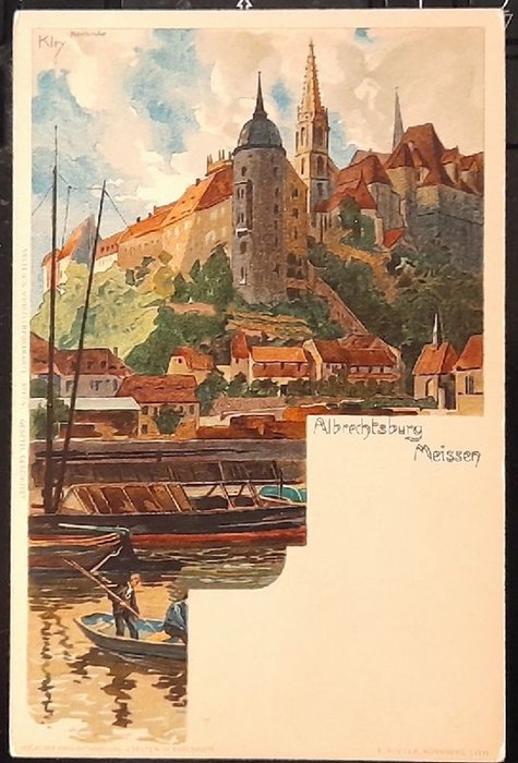   Ansichtskarte AK Meissen. Albrechtsburg (Farblitho. Künstlerkarte von Heinrich Kley) 
