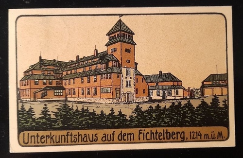   Ansichtskarte AK Unterkunftshaus auf dem Fichtelberg 1214 m.ü.M. (Künstlerkarte; Bergwirt W. Hieke) 