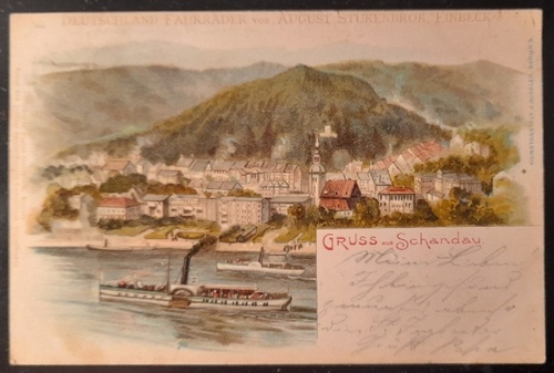   Ansichtskarte AK Gruss aus Schandau (Farblitho mit Raddampfer) 
