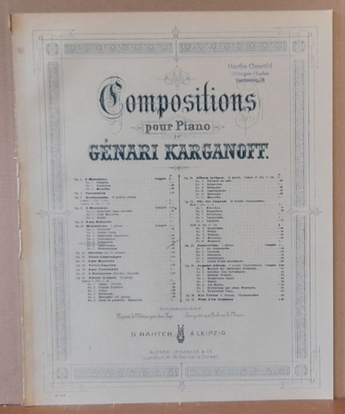 Karganoff, Genari  Compositions pour Piano Opus 10 Miniatures No. 5 Scherzino 