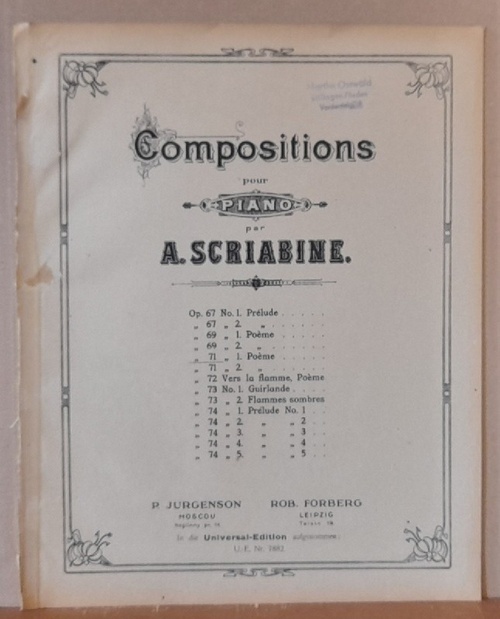 Scriabine, A.  Compositions pour Piano Op. 71 No. 1 Poeme 