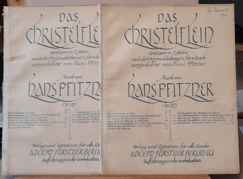 Pfitzner, Hans  Das Christelflein Op. 20 No. 12 a Arie des Christelflein + 13a Engellied (Spieloper in 2 Akten nach der Originaldichtung v. Ilse v. Stach) 