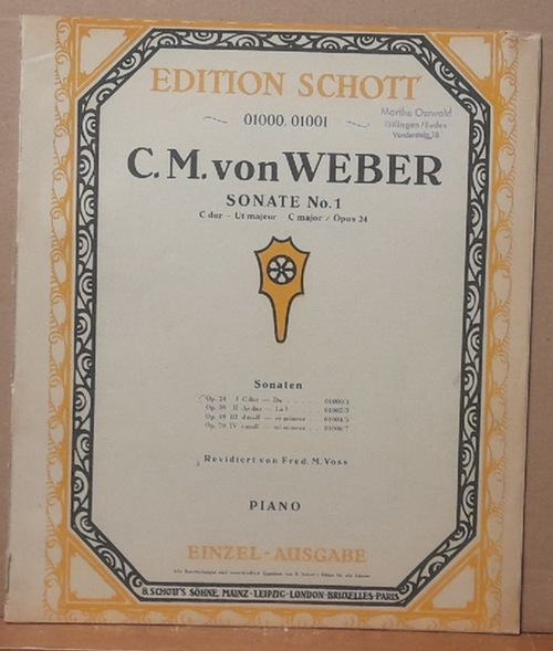 Weber, Carl Maria von  Sonate No. 1 Op. 24 I C dur - Do (Piano) 