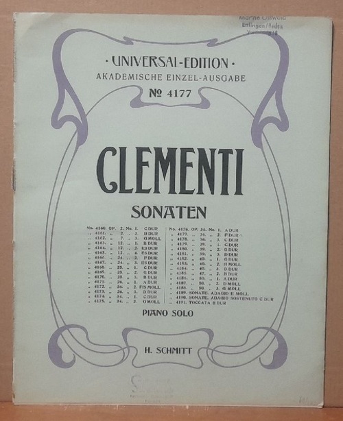 Clementi, Muzio  Sonate Opus 36 Nr. 2 F-dur (Piano Solo, H. Schmitt) 