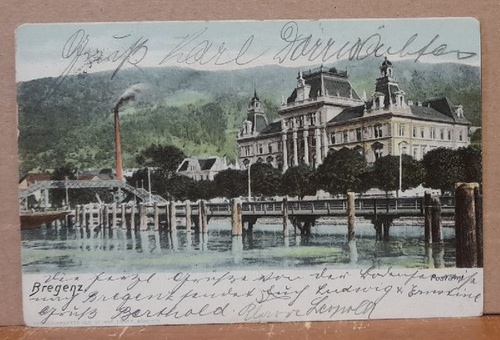   Ansichtskarte AK Bregenz. Postamt (Stempel Konstanz-Bregenz) 