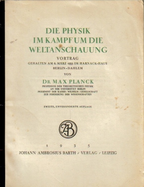 Planck, Max,  5 Titel / 1. Determinismus oder Indeterminismus?, (Vortrag), 