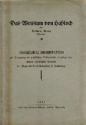 Wenz, Helmut  Das Weistum von Haloch (Inaugural-Dissertation) 