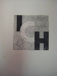 Rothweiler, Richard  ohne Titel (Radierung, abstraktes Motiv mit den Worten "ICH") 
