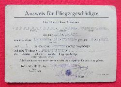 Scherbacher, Julius  Ausweis fr Fliegergeschdigte (Julius Scherbacher, Steinmetzstr. 6, Karlsruhe-Durlach, 8. Dezember 1944) 
