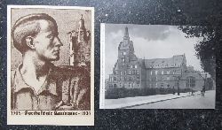   2 Ansichtskarten "Goetheschule Karlsruhe 1908-1933" + Aufnahme der Goetheschule in Karlsruhe v. 1925 (zum 50jhr. Jub. 1958) 